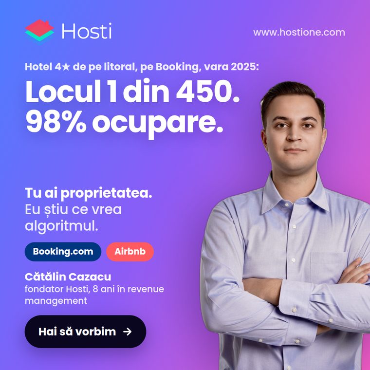 Afiș Hosti: hotel de 4 stele de pe litoral, locul 1 din 450 și 98% ocupare